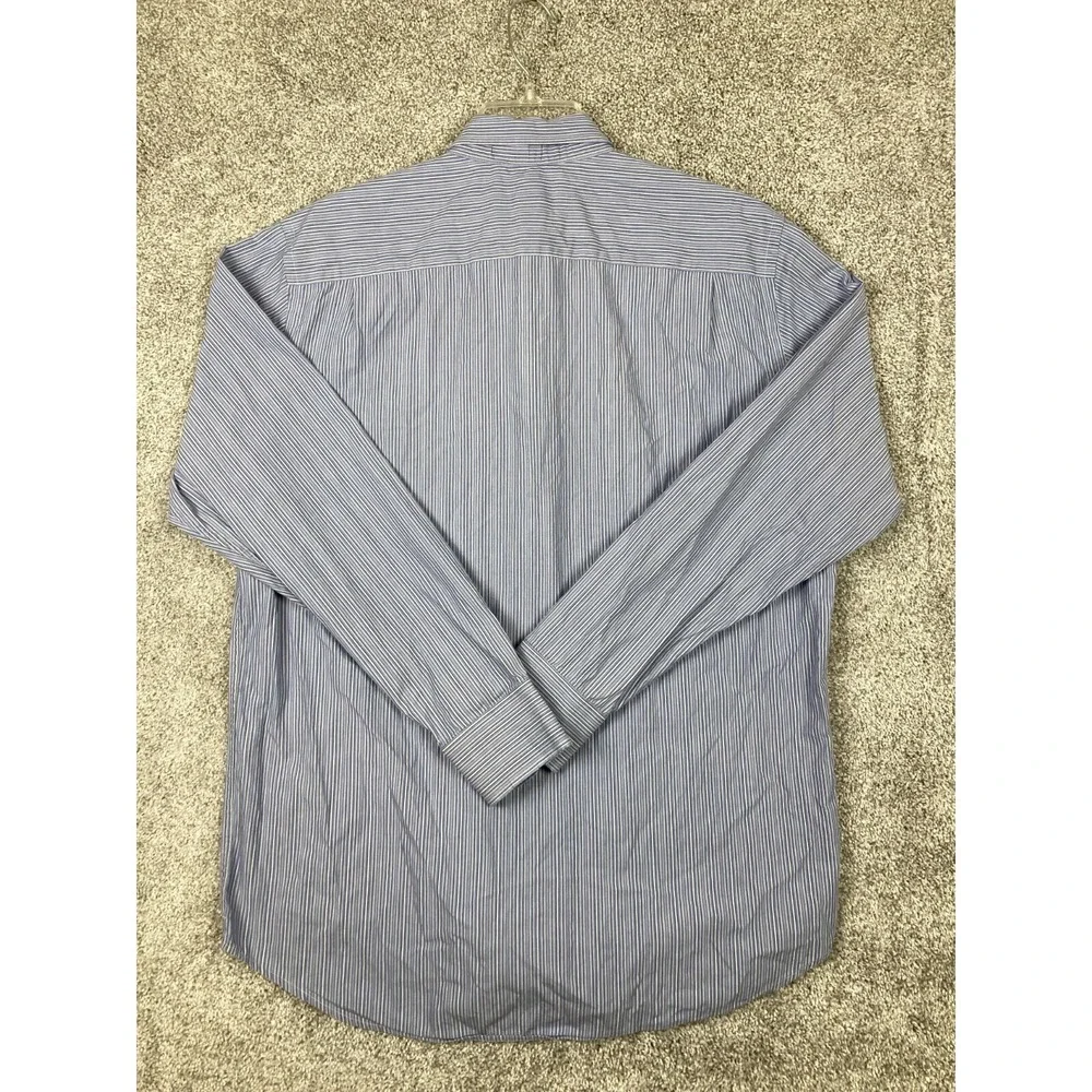 BANANA REPUBLIC Men's Blue Striped Dress Shirt Medium Made in Turkey